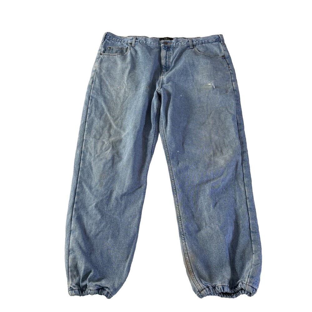 RedHead Fleece Lined Insulated Work Jeans Men's 42x30 Lightwash, Elastic Ankles